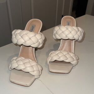 Steve Madden White Braided Heels
